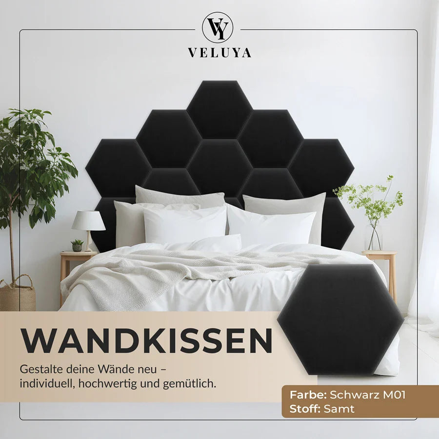 Wandkissen Hexagon | Schwarz M01 Samt