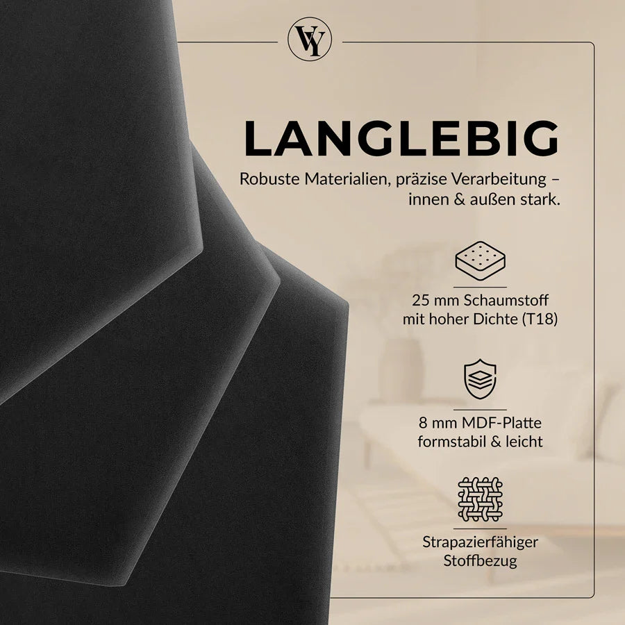 Wandkissen Hexagon | Schwarz M01 Samt