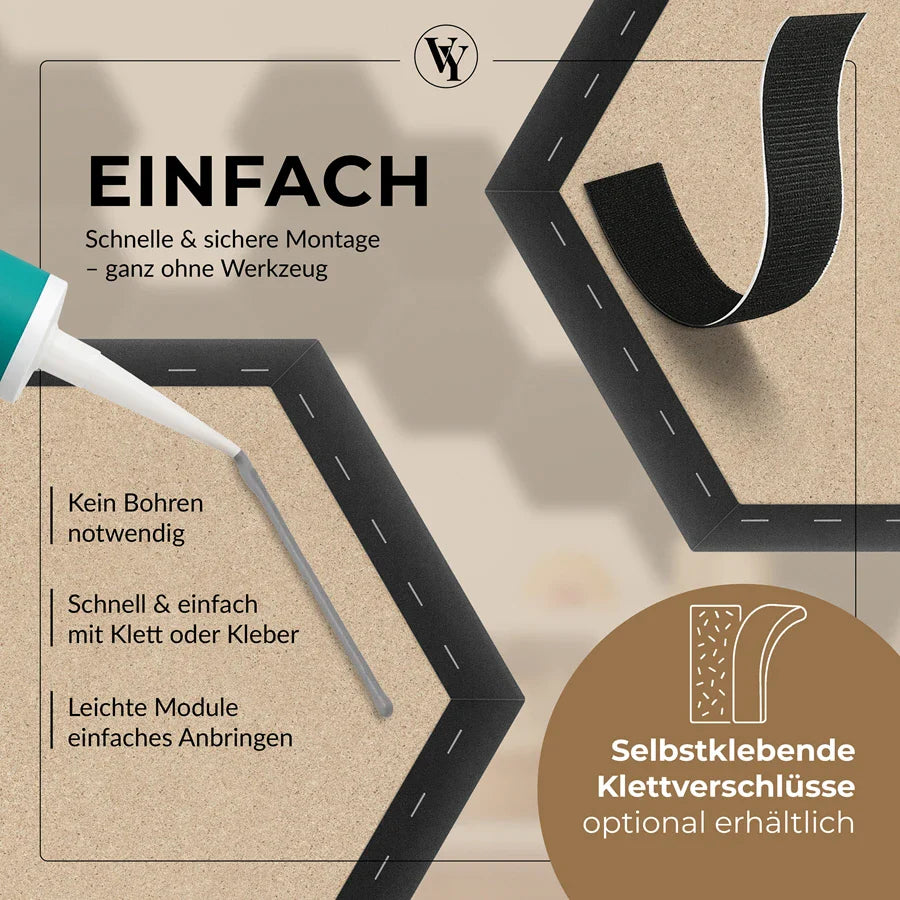 Wandkissen Hexagon | Schwarz M01 Samt