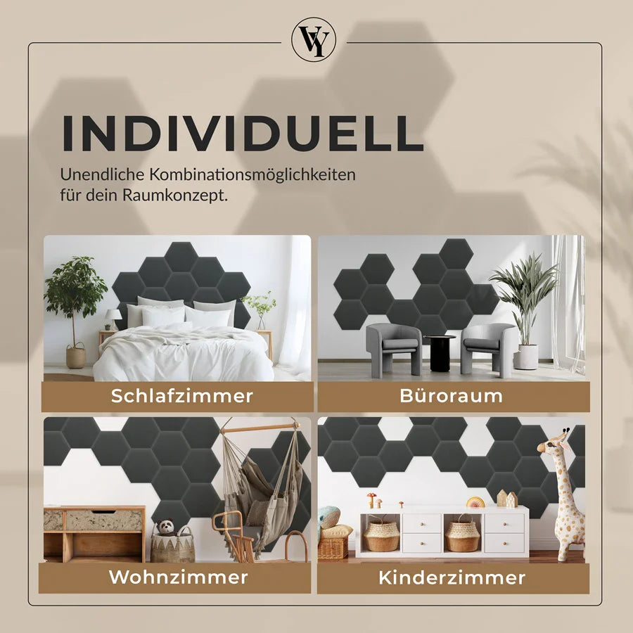 Wandkissen Hexagon | Anthrazit M02 Samt