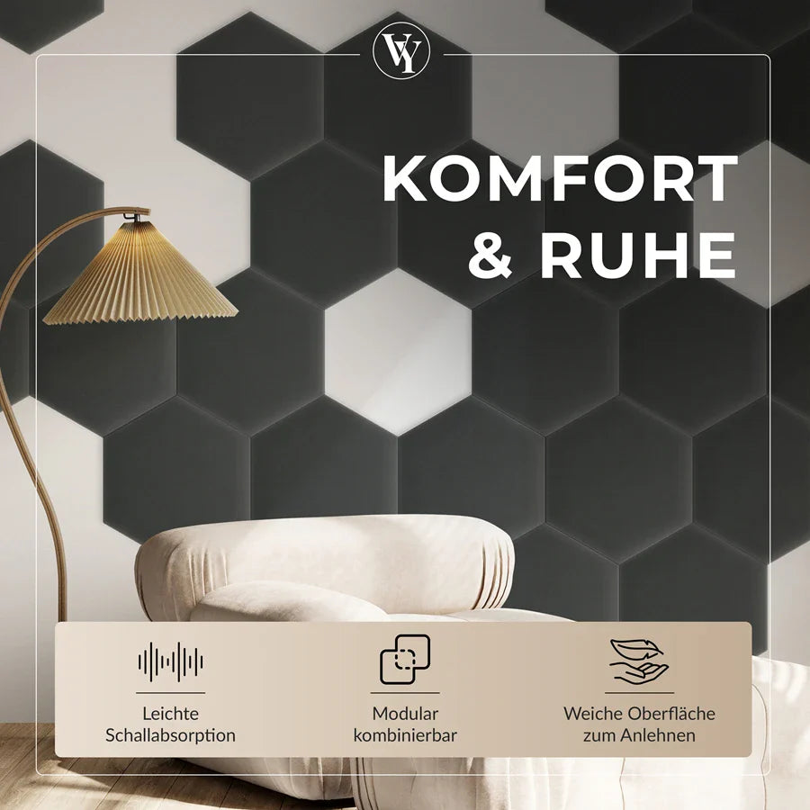 Wandkissen Hexagon | Anthrazit M02 Samt