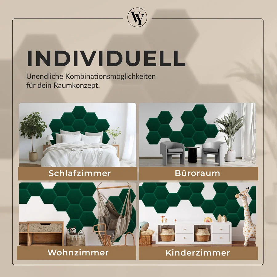 Wandkissen Hexagon | Dunkelgrün M04 Samt