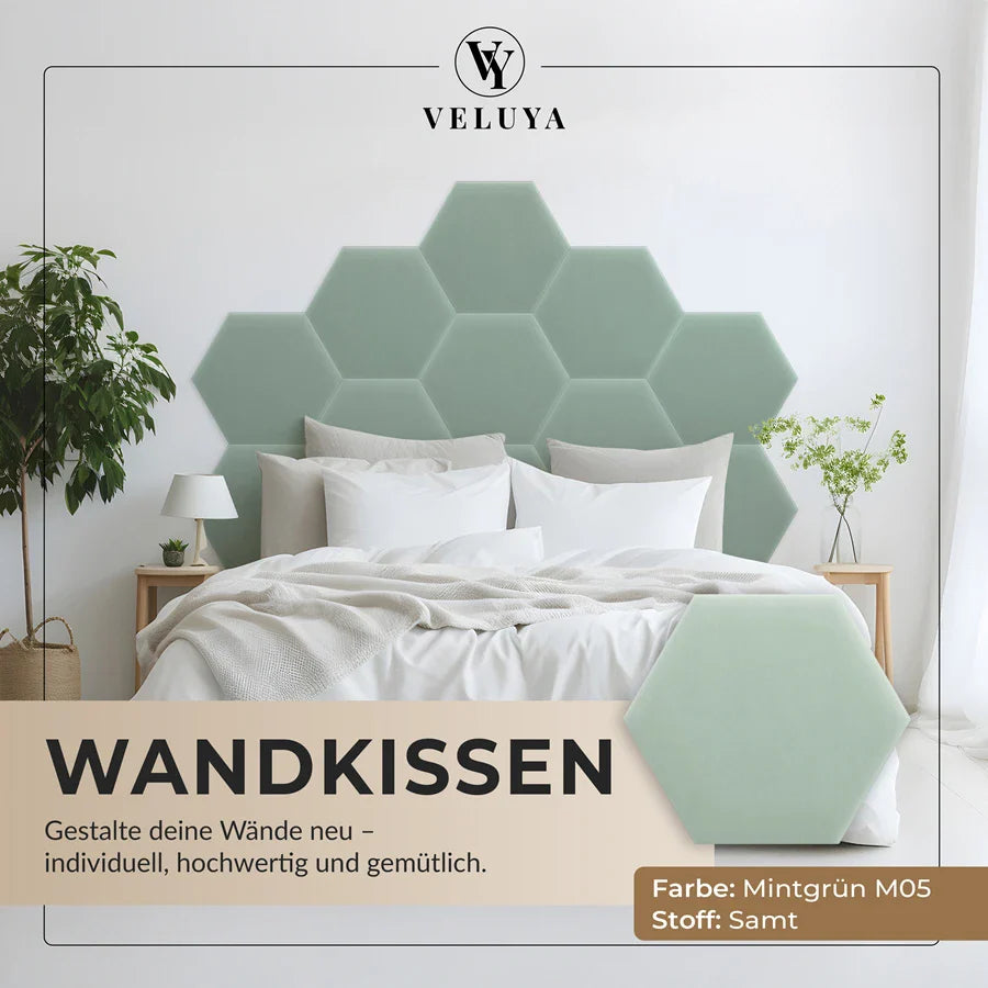 Wandkissen Hexagon | Mintgrün M05 Samt