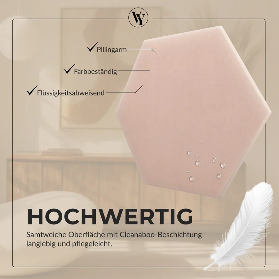 Wandkissen Hexagon | Hellrosa M06 Samt