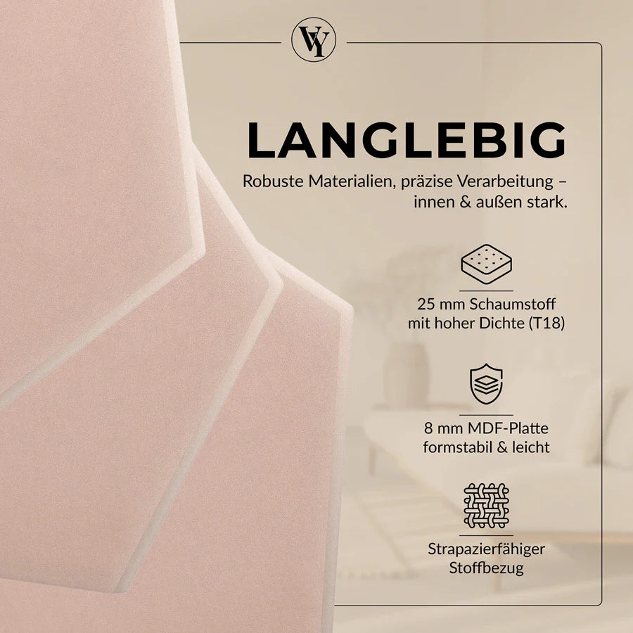 Wandkissen Hexagon | Hellrosa M06 Samt