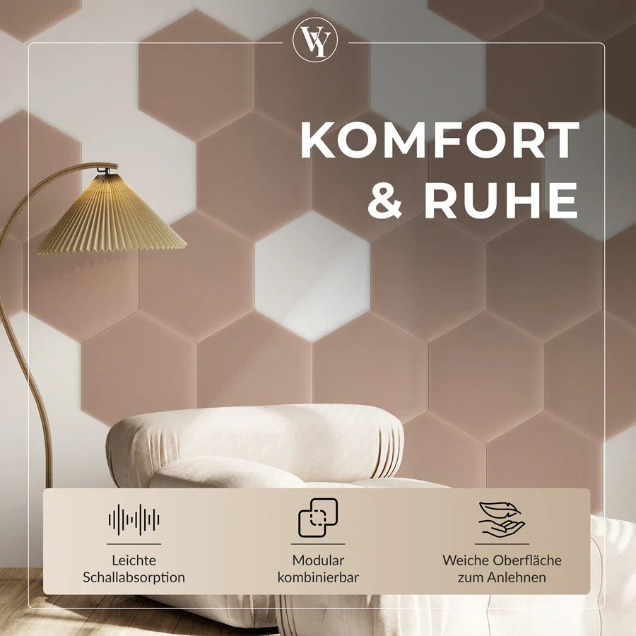 Wandkissen Hexagon | Hellrosa M06 Samt