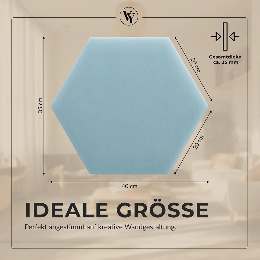 Wandkissen Hexagon | Hellblau M07 Samt