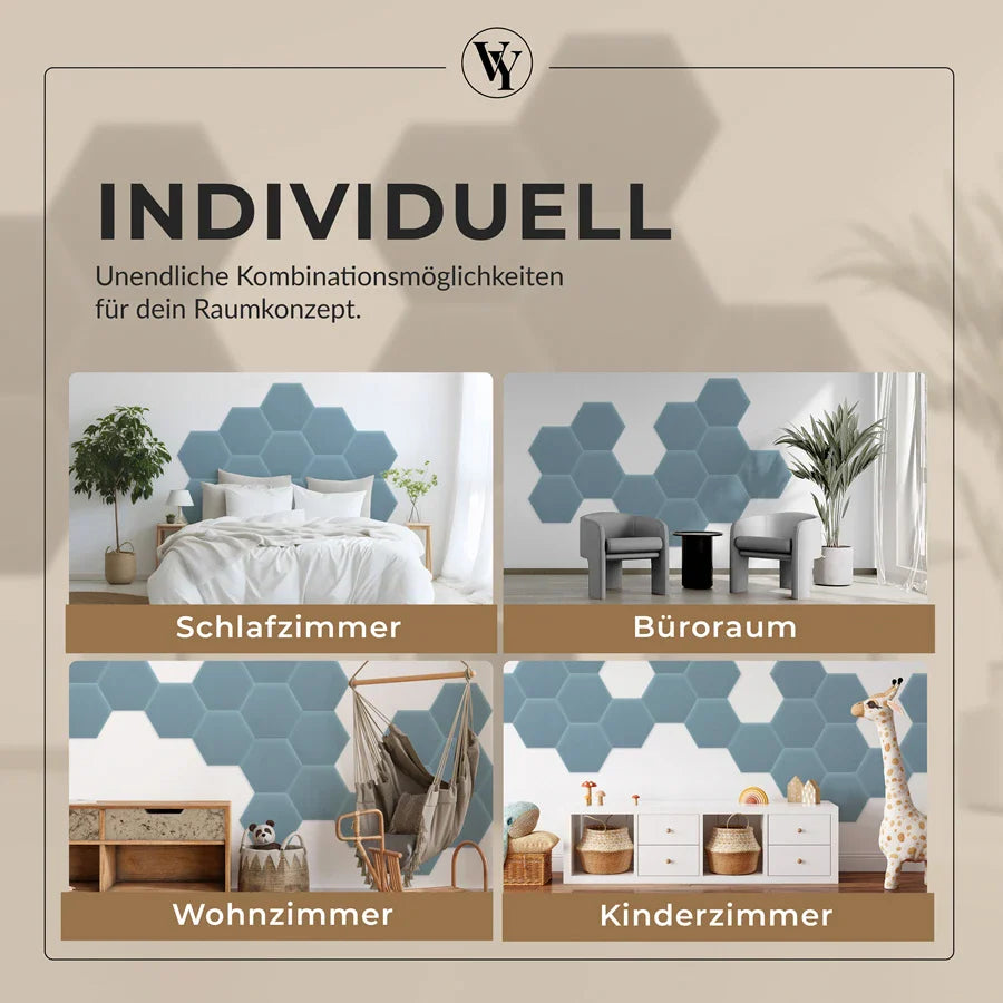 Wandkissen Hexagon | Hellblau M07 Samt