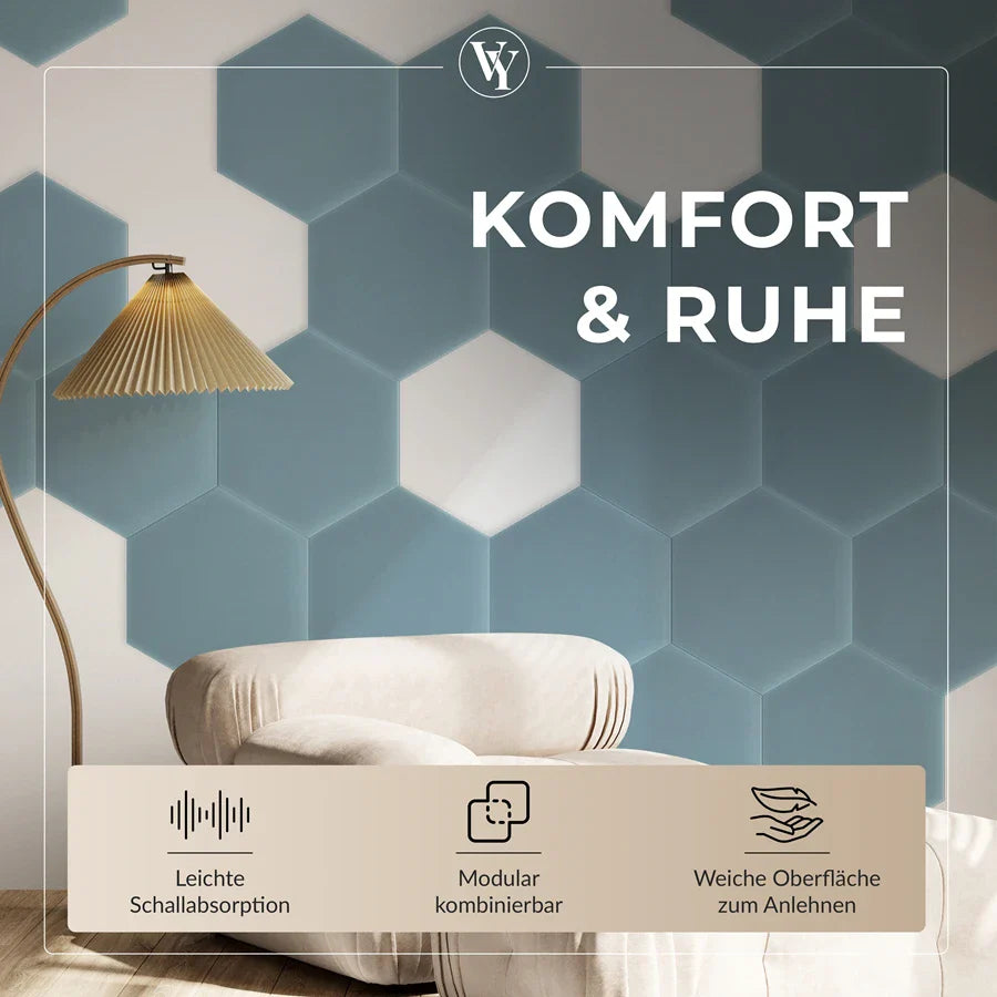 Wandkissen Hexagon | Hellblau M07 Samt