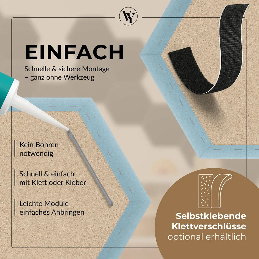 Wandkissen Hexagon | Hellblau M07 Samt