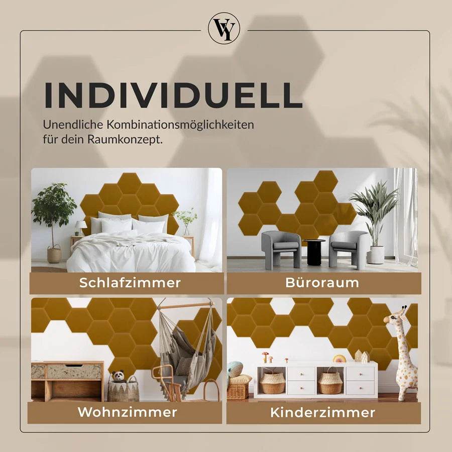 Wandkissen Hexagon | Kurkuma M10 Samt