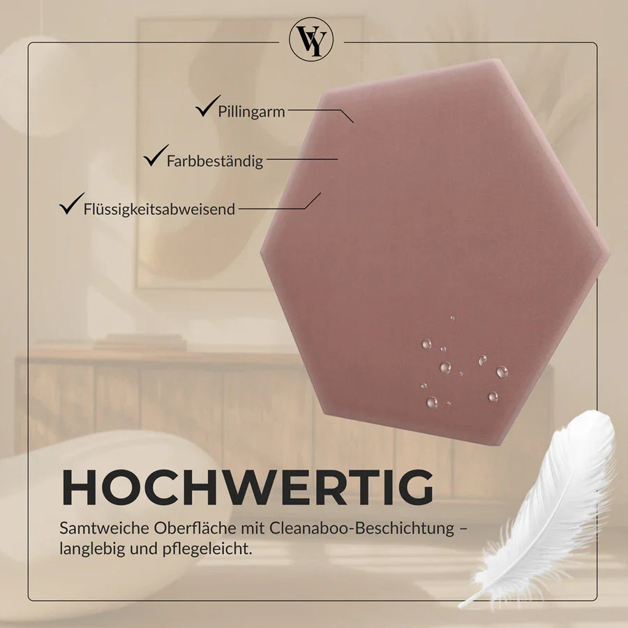 Wandkissen Hexagon | Altrosa M12 Samt