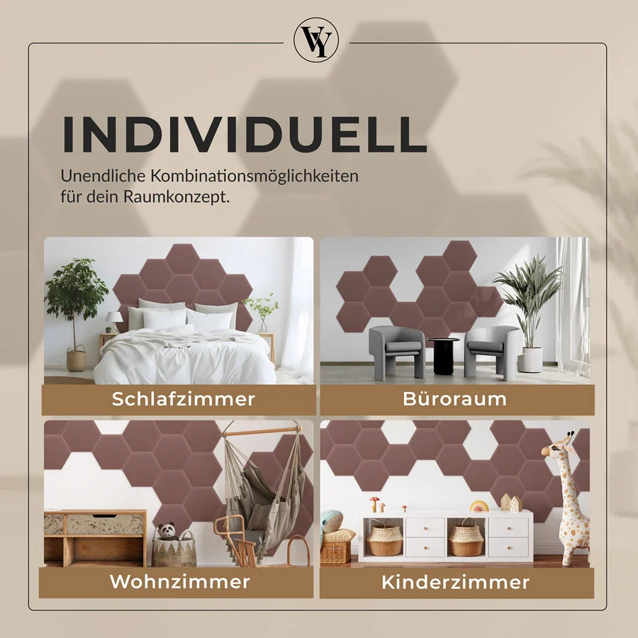 Wandkissen Hexagon | Altrosa M12 Samt