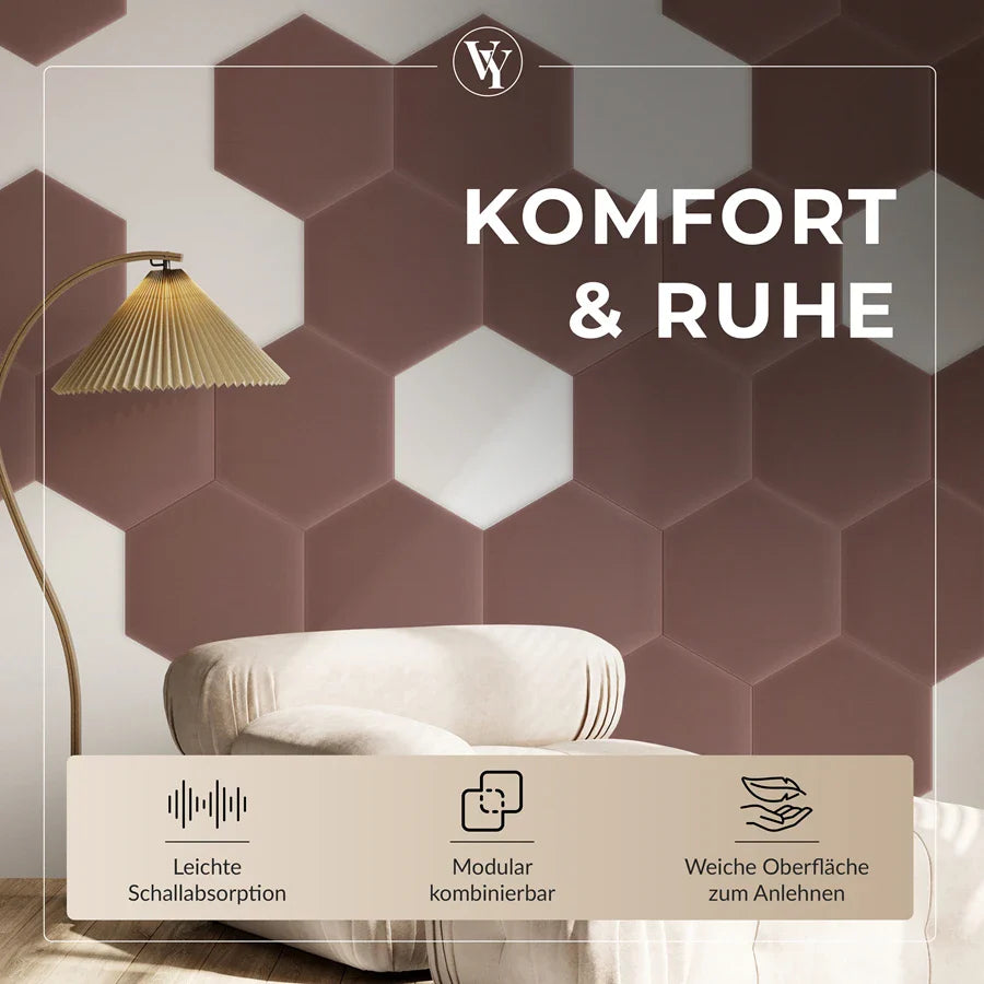 Wandkissen Hexagon | Altrosa M12 Samt