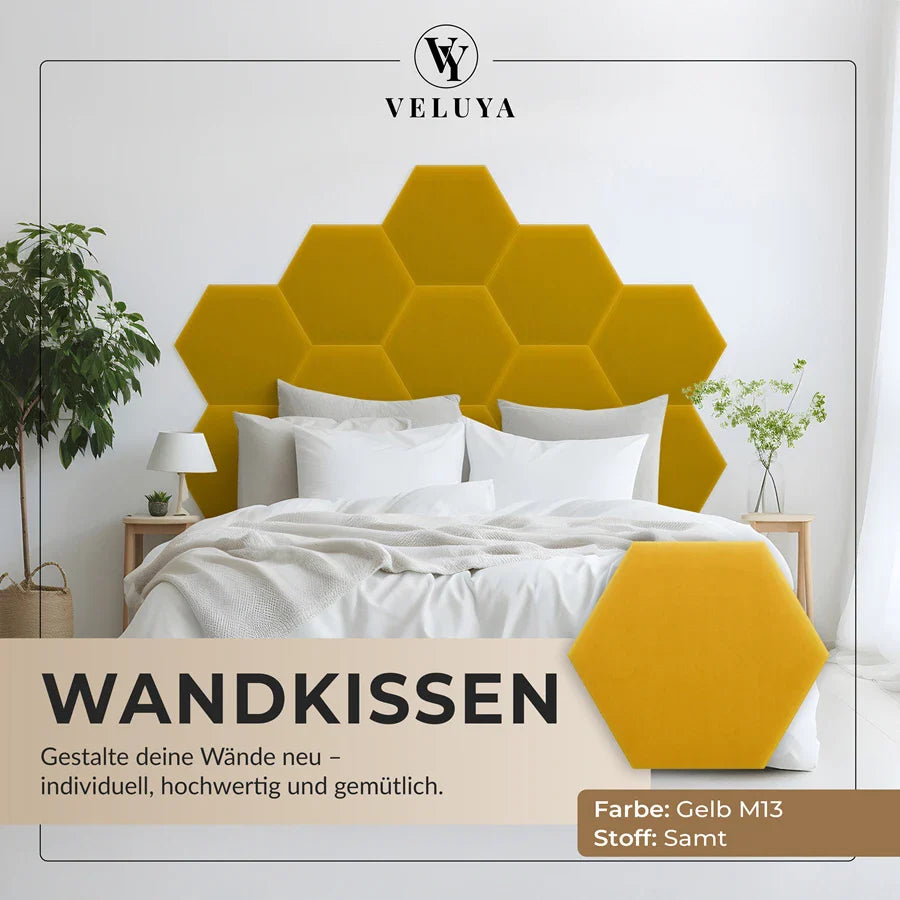 Wandkissen Hexagon | Gelb M13 Samt