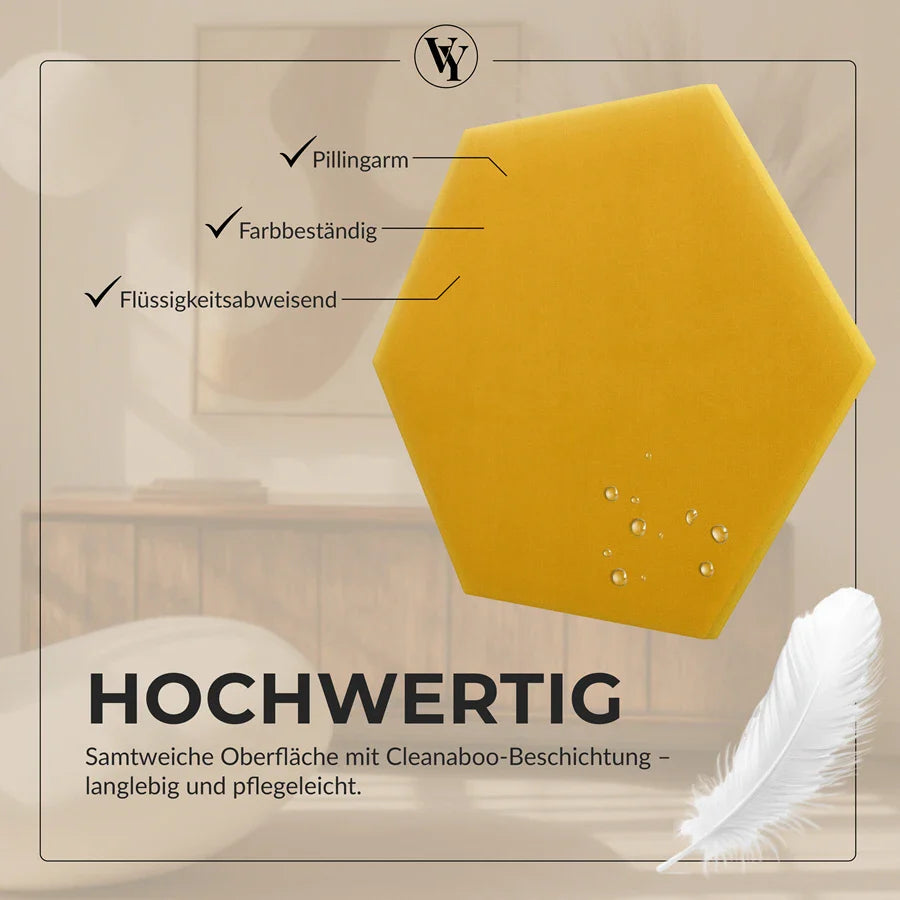 Wandkissen Hexagon | Gelb M13 Samt