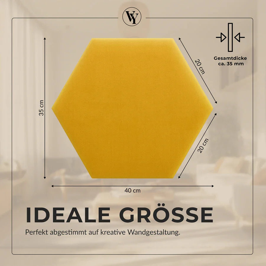 Wandkissen Hexagon | Gelb M13 Samt