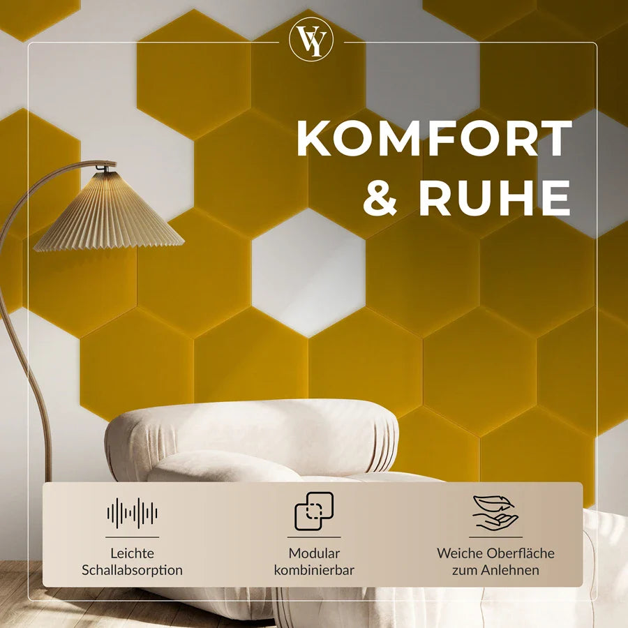 Wandkissen Hexagon | Gelb M13 Samt