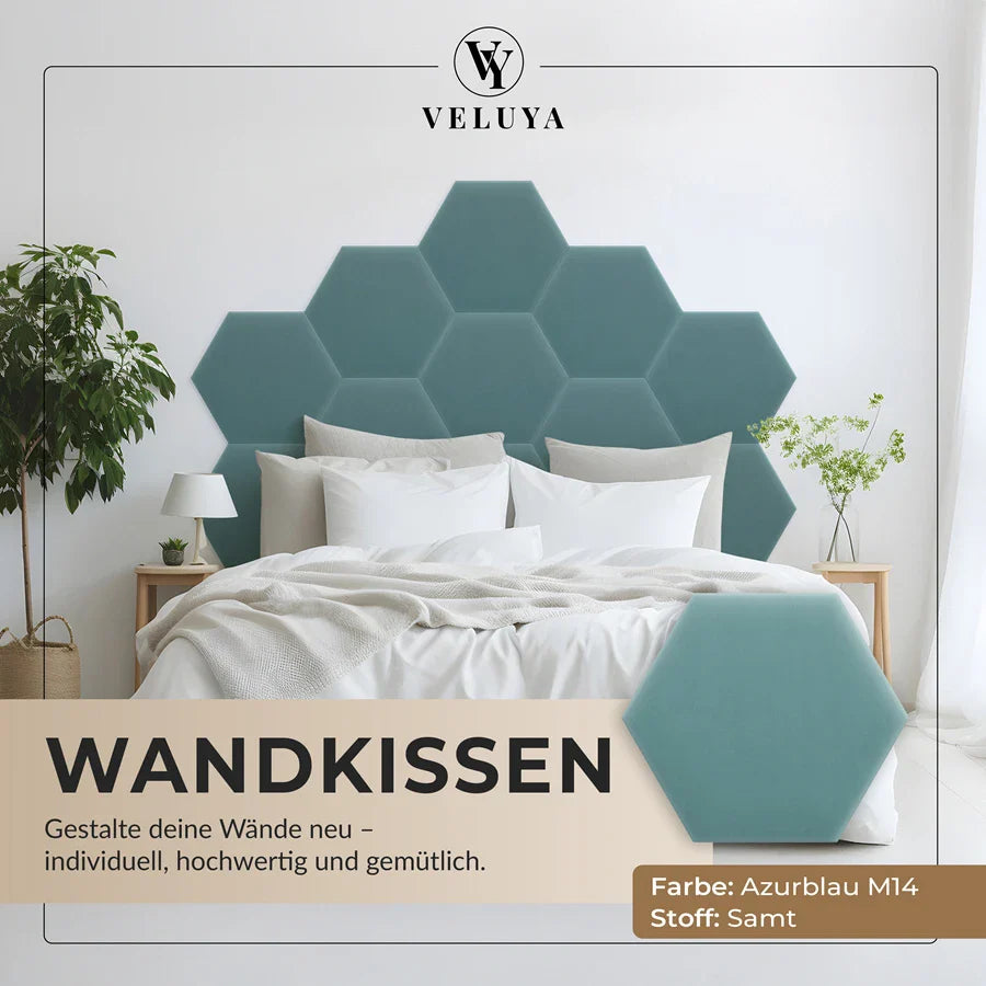 Wandkissen Hexagon | Azurblau M14 Samt