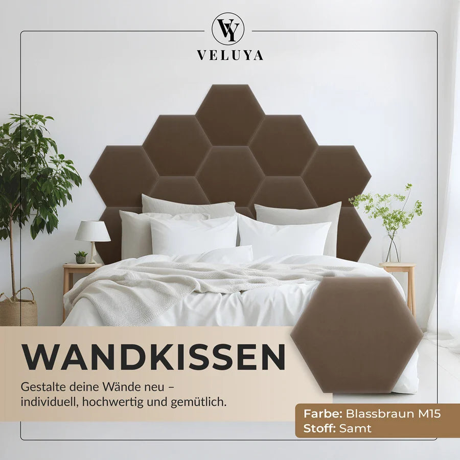 Wandkissen Hexagon | Blassbraun M15 Samt