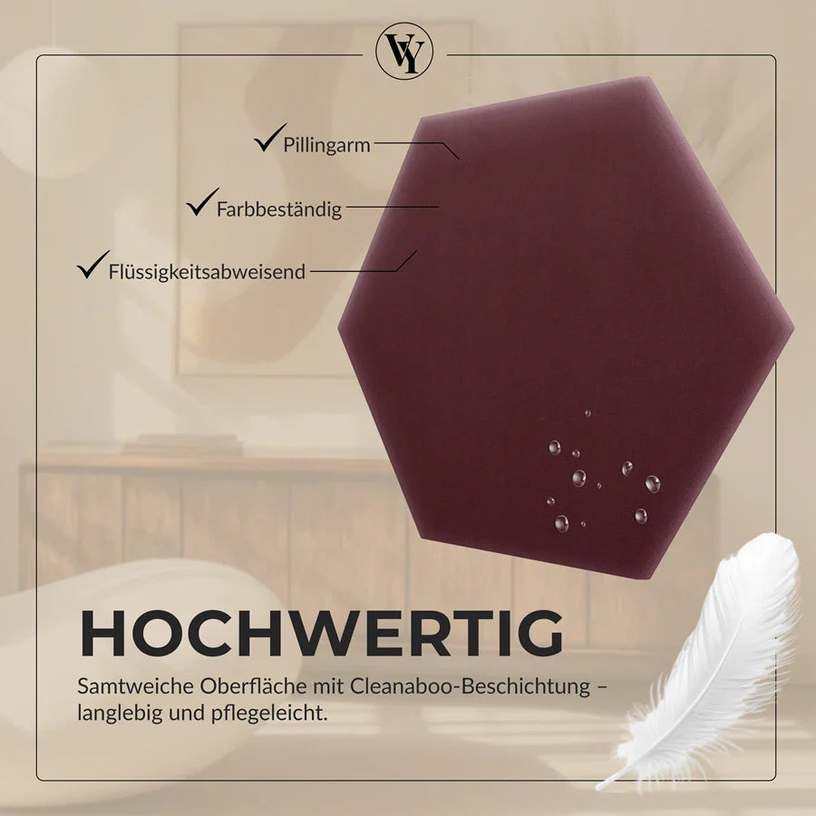 Wandkissen Hexagon | Weinrot M16 Samt