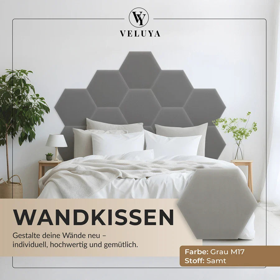 Wandkissen Hexagon | Grau M17 Samt