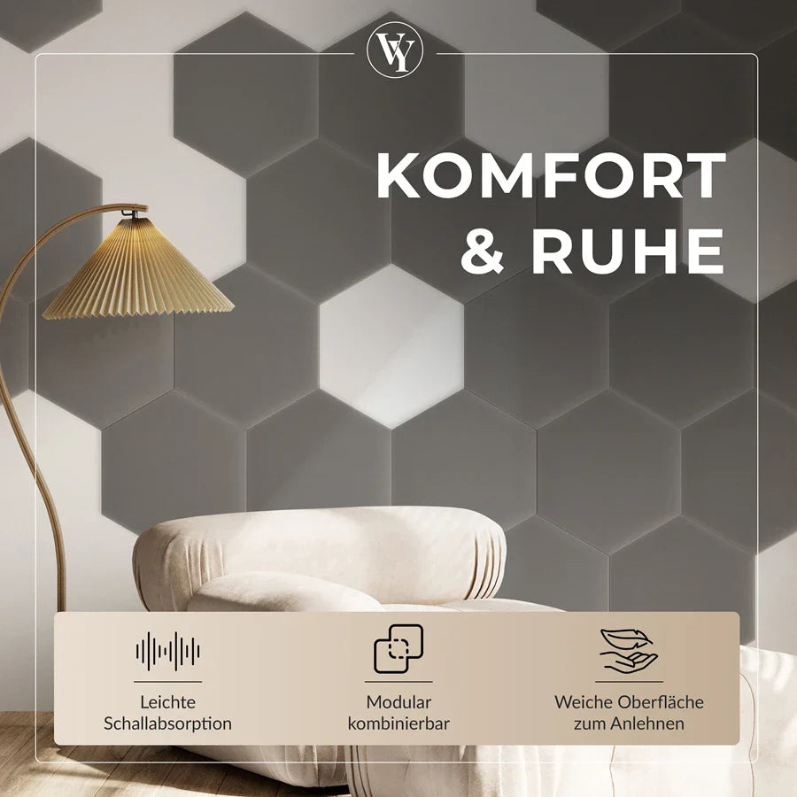 Wandkissen Hexagon | Grau M17 Samt