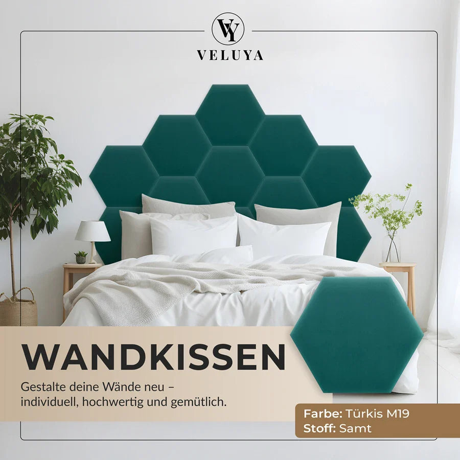 Wandkissen Hexagon | Türkis M19 Samt
