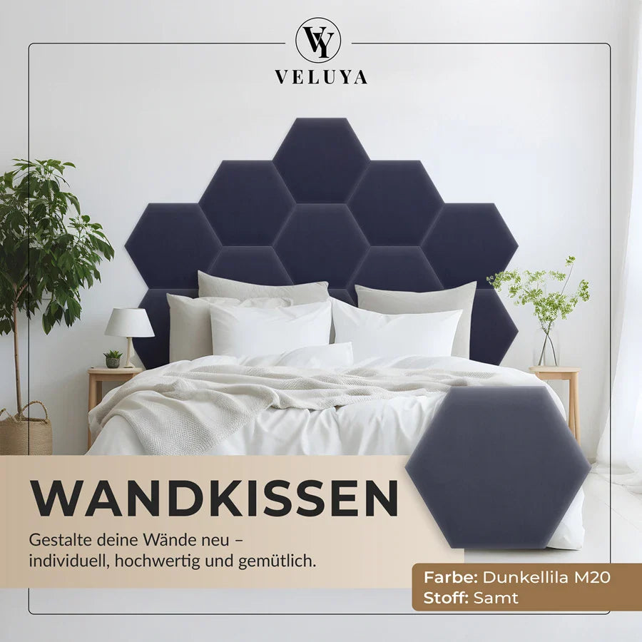 Wandkissen Hexagon | Dunkellila M20 Samt