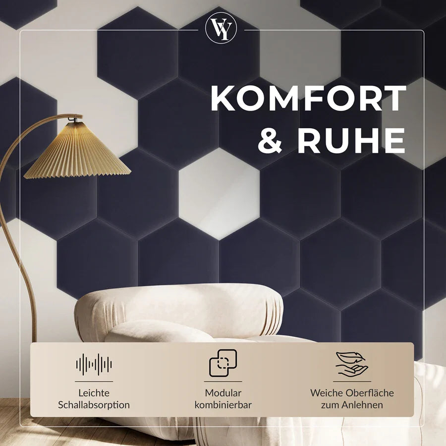 Wandkissen Hexagon | Dunkellila M20 Samt