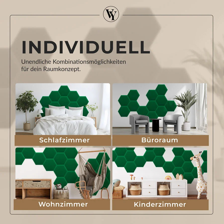 Wandkissen Hexagon | Hellgrün M21 Samt