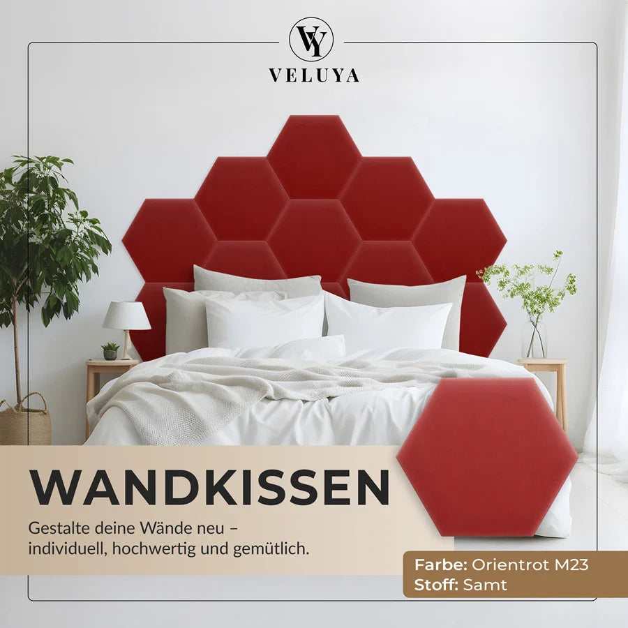 Wandkissen Hexagon | Orientrot M23 Samt