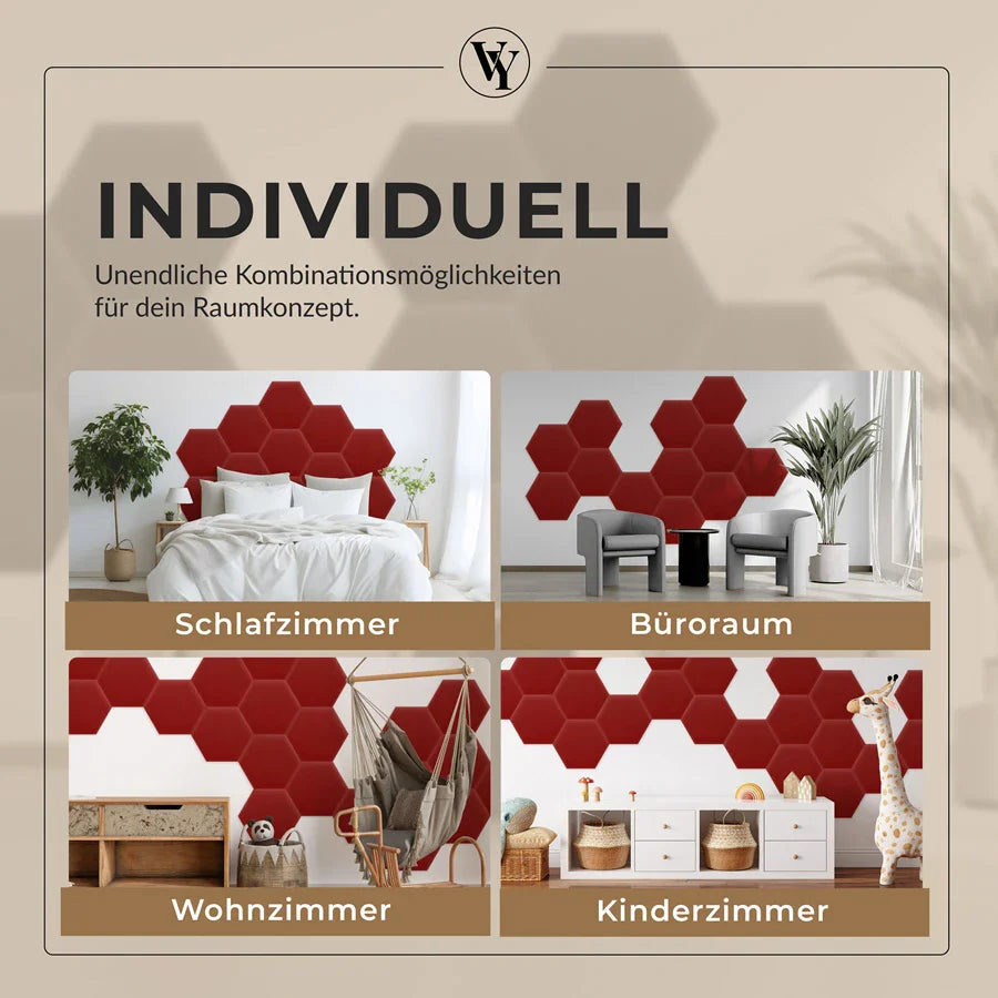 Wandkissen Hexagon | Orientrot M23 Samt