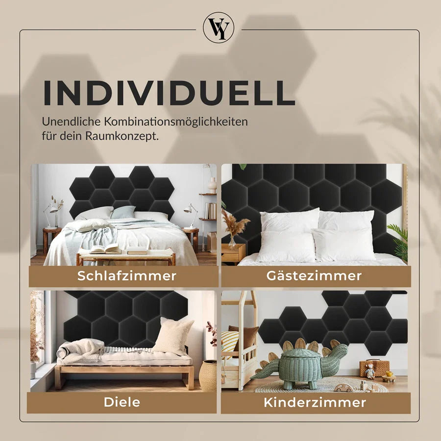 Wandkissen Hexagon | Anthrazit S02 Öko-Leder