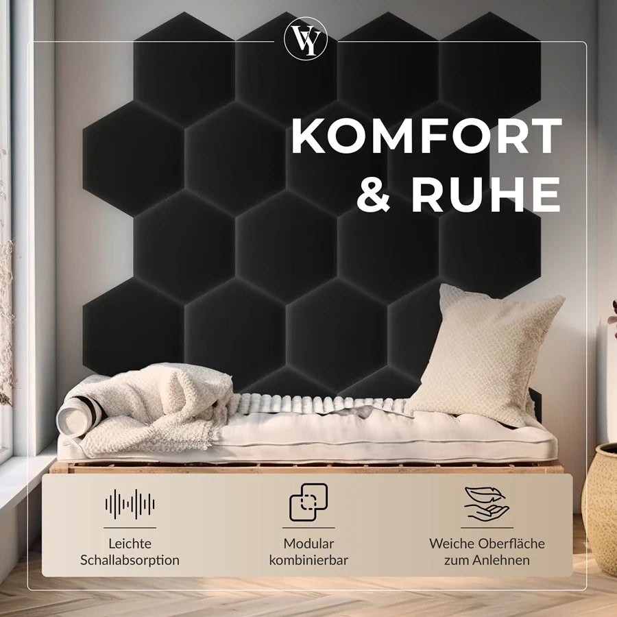 Wandkissen Hexagon | Anthrazit S02 Öko-Leder