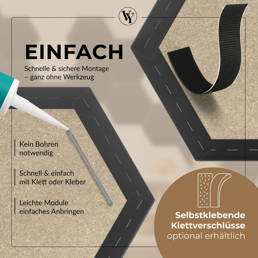 Wandkissen Hexagon | Anthrazit S02 Öko-Leder