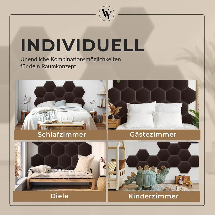 Wandkissen Hexagon | Dunkelbraun S03 Öko-Leder