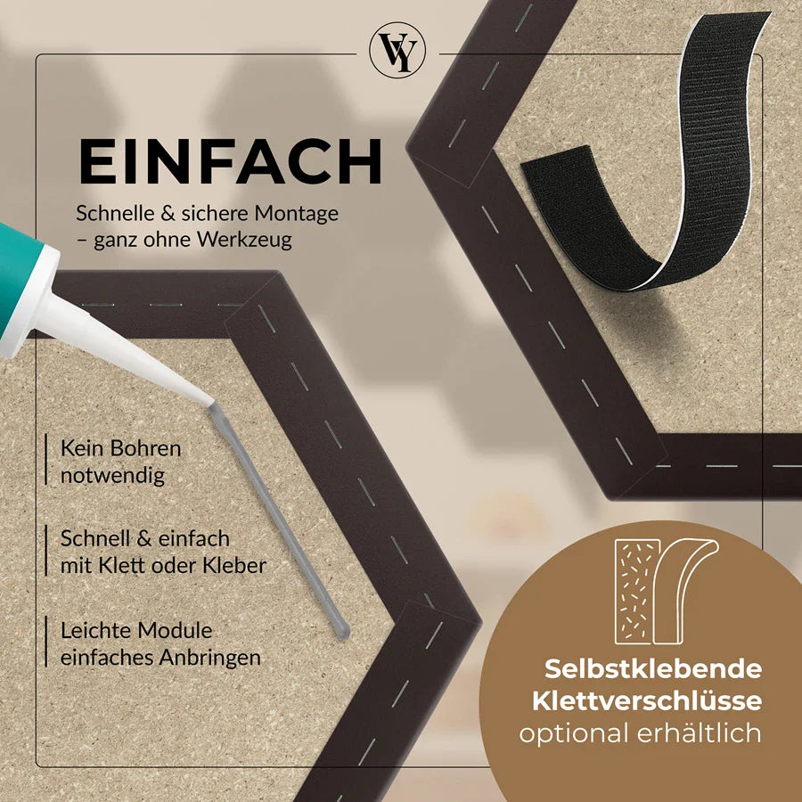 Wandkissen Hexagon | Dunkelbraun S03 Öko-Leder