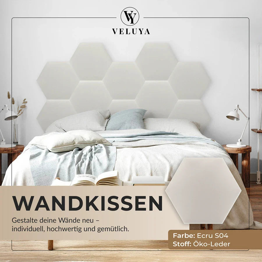 Wandkissen Hexagon | Ecru S04 Öko-Leder