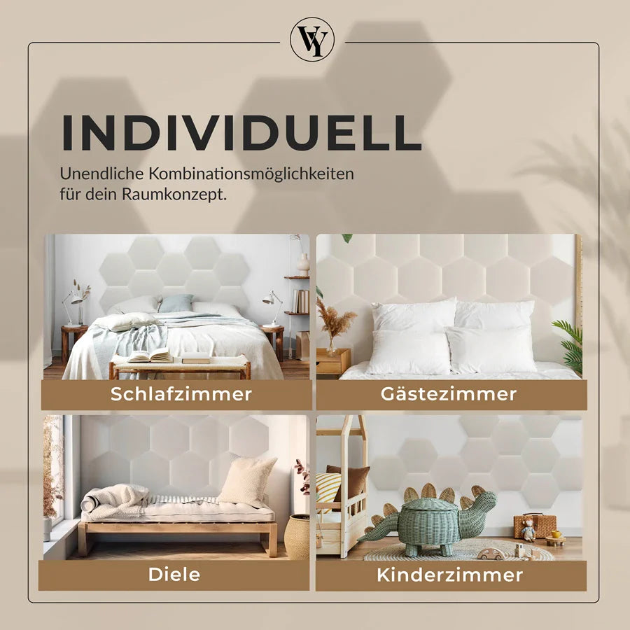 Wandkissen Hexagon | Ecru S04 Öko-Leder