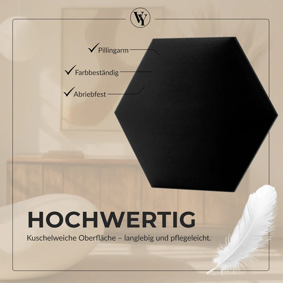 Wandkissen Hexagon | Schwarz T01 Velours