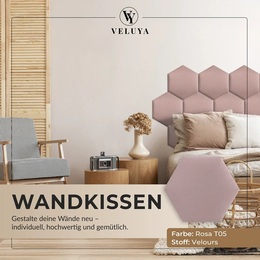 Wandkissen Hexagon | Rosa T05 Velours
