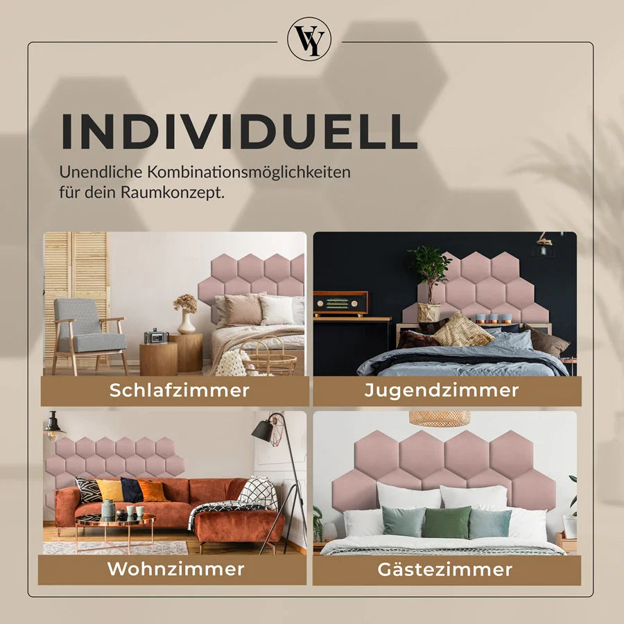 Wandkissen Hexagon | Rosa T05 Velours