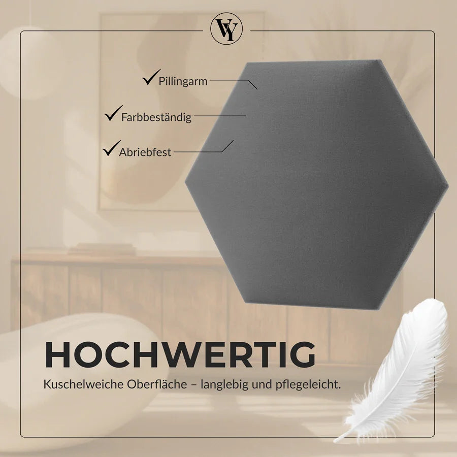 Wandkissen Hexagon | Hellgrau T06 Velours