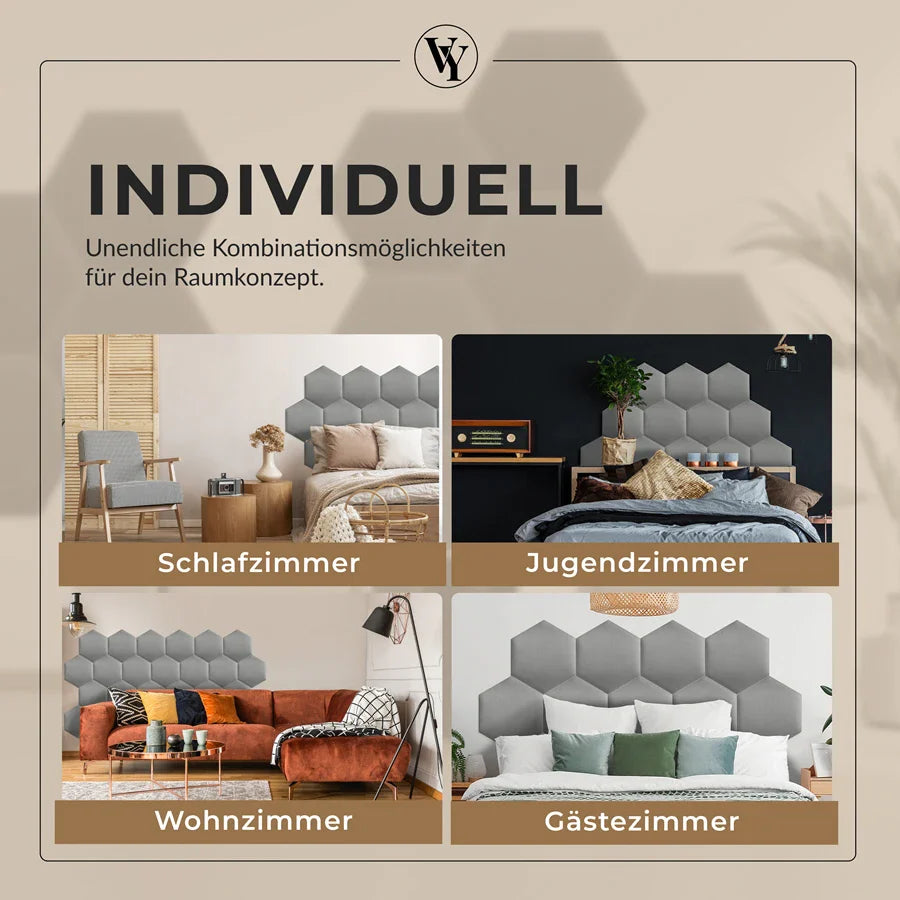 Wandkissen Hexagon | Hellgrau T06 Velours