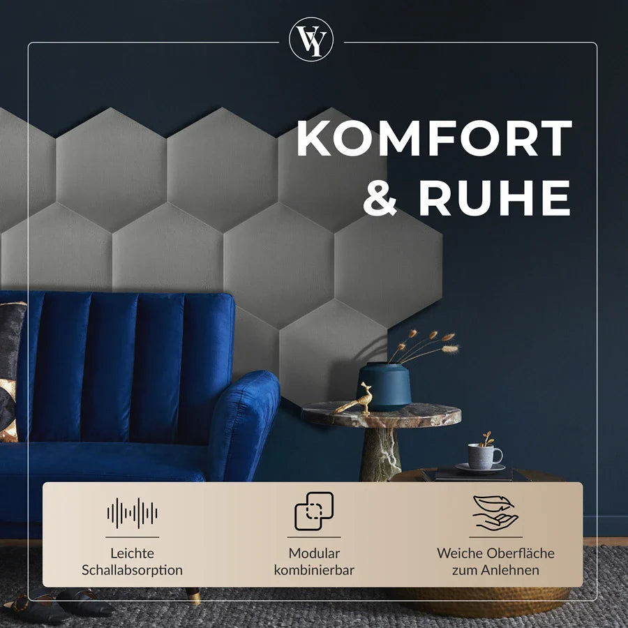 Wandkissen Hexagon | Hellgrau T06 Velours