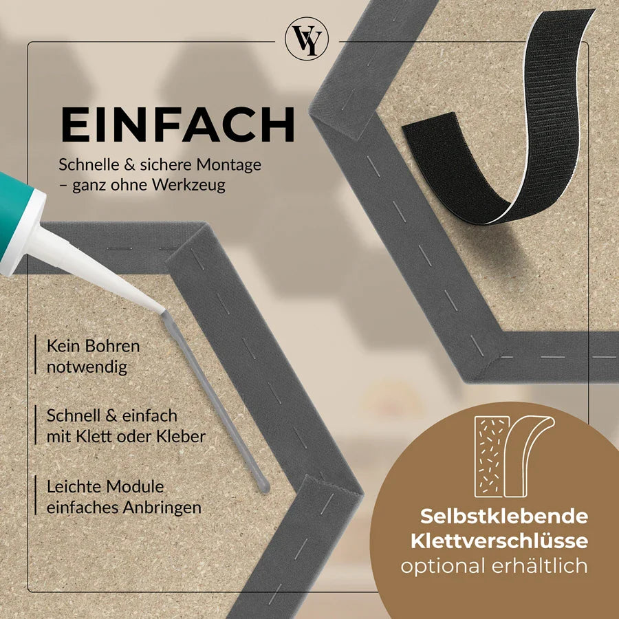 Wandkissen Hexagon | Hellgrau T06 Velours