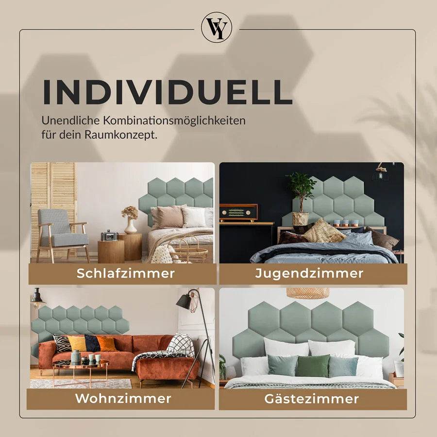 Wandkissen Hexagon | Mintgrün T08 Velours