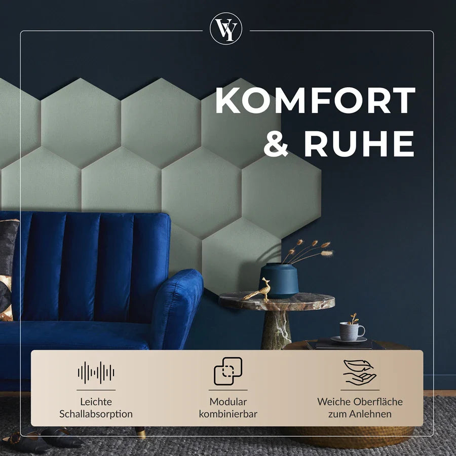 Wandkissen Hexagon | Mintgrün T08 Velours