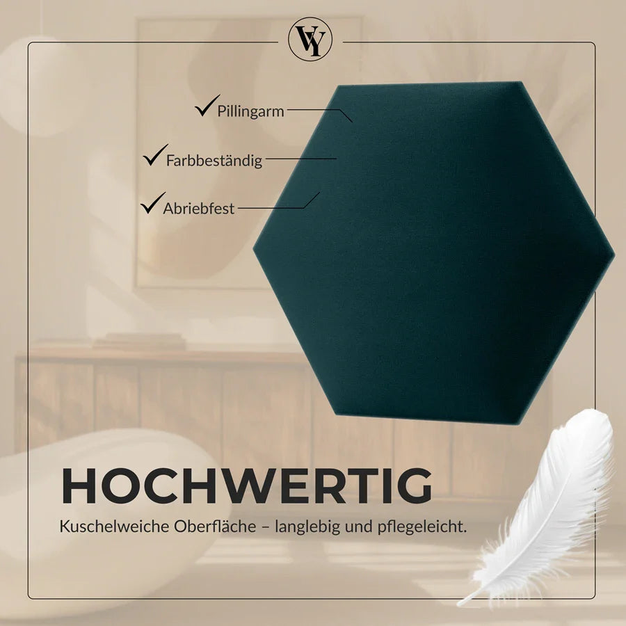 Wandkissen Hexagon | Türkis T09 Velours